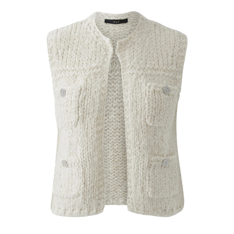 Oui Weste Strickweste beige