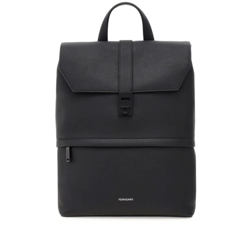 Salvatore Ferragamo Backpack Logo-Debossed Black Black Rucksack