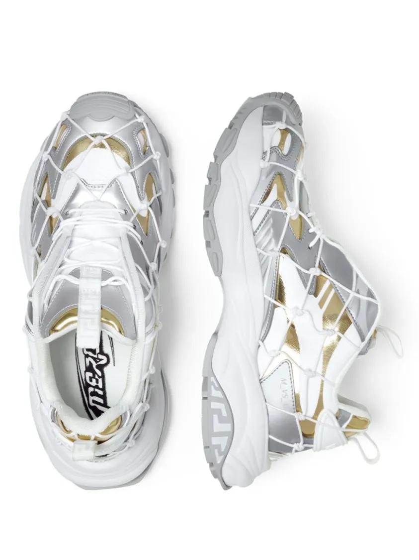 Thumbnail - Versace Low-Top Sneaker - Color-Block Sneakers With Metallic Accents - Gr. 42 (EU) - in Weiß - für Damen