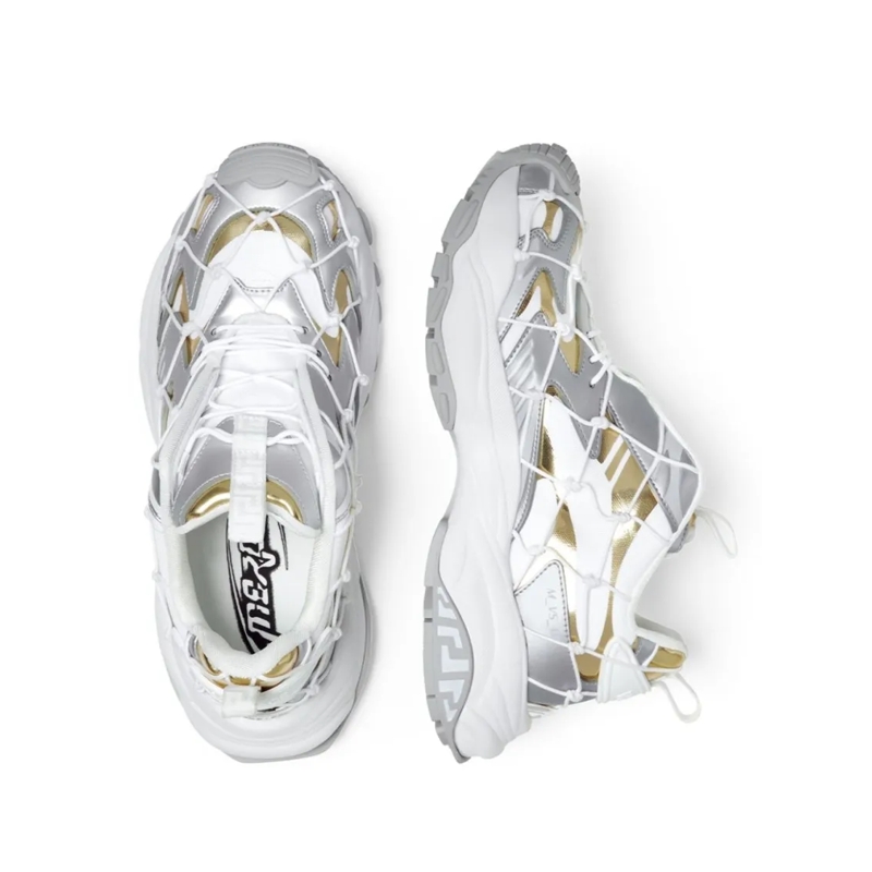 Versace Low-Top-Sneaker Color-Block Sneakers With Metallic Accents White (Image 5)