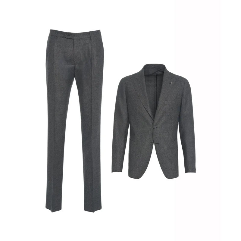 Tagliatore Pakcombinatie Textured Wool Tailored Suit With Single-Breasted J Grey