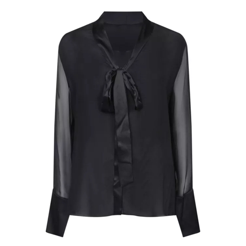 Alice + Olivia Long Sheer Chiffon Sleeve Blouse Black 