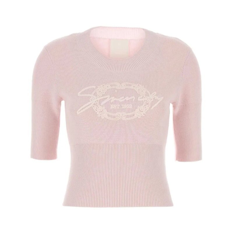 Givenchy Pull Powder Pink Ribbed Knit Sweater Neutrals