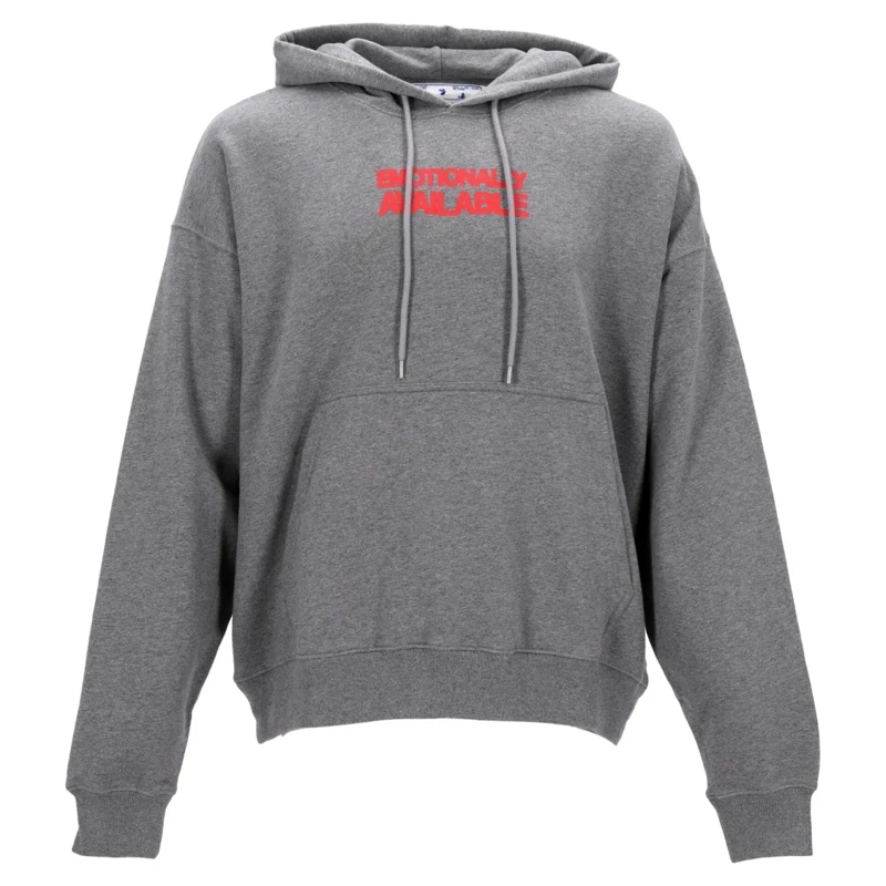 Off-White  Relaxed-Fit Grey Hoodie With Bold Front And Back P Grey