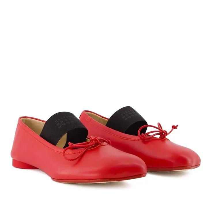 MM6 Maison Margiela Loafers & Ballerinas - Ballet Ballerinas - Leather - Red - Gr. 36 (EU) - in Rot - für Damen