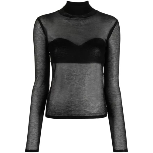 Nina Ricci Black Sheer Knit Sweater Black 