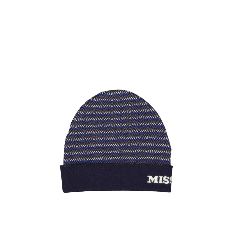Missoni Hoed Textured Knit Wool Hat With Ribbed Trims Grey