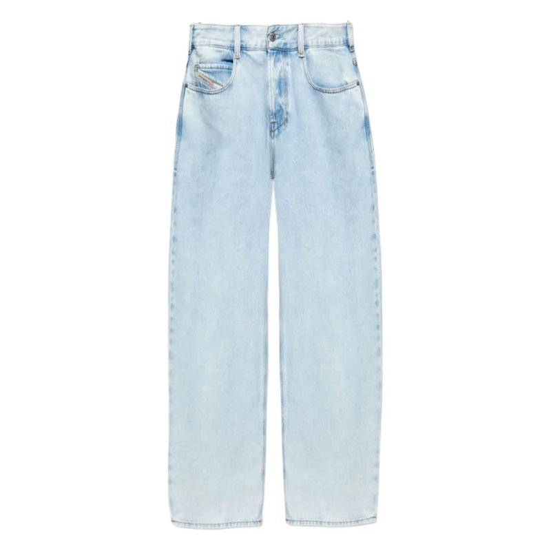 Diesel Jeans Light Wash Denim Jeans With Wide-Leg Silhouette Blue