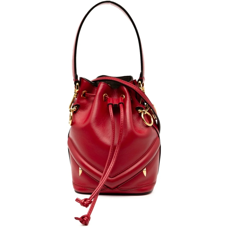 Fendi Schultertasche Mini Leather Mon Tresor Bucket Bag rot