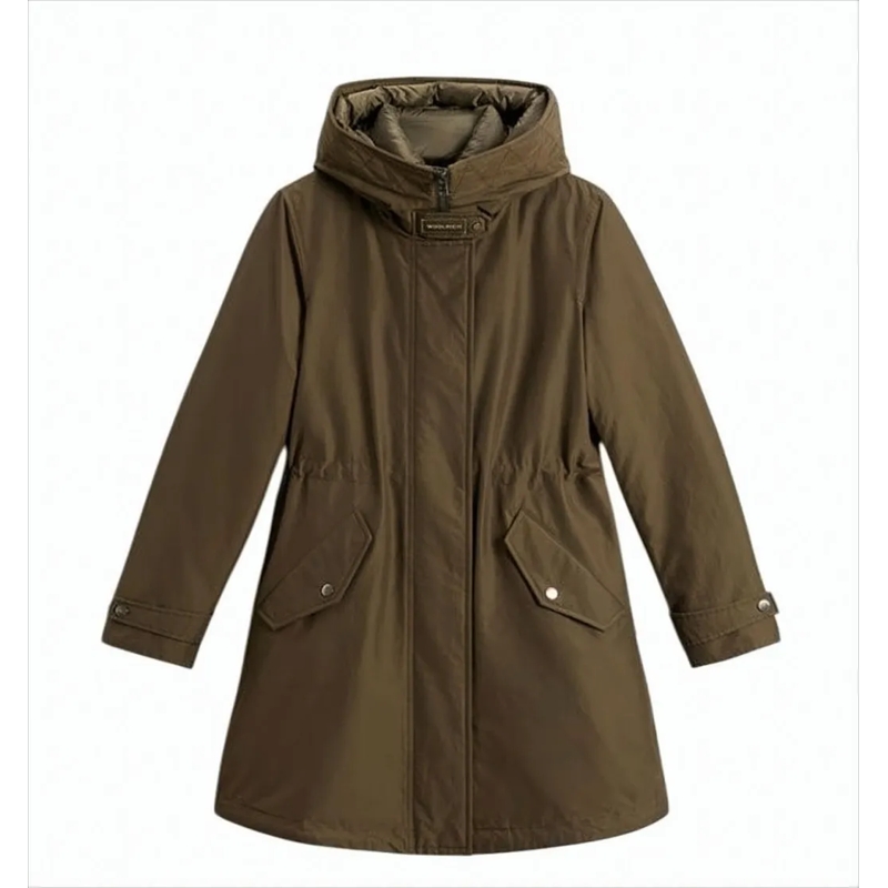 Woolrich Parka Three-Layer Brown Parka With Removable Quilted Jac White