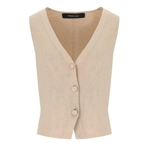 Federica Tosi Gilet FEDERICA TOSI ECRU WESTE MIT SCHLEIFE beige