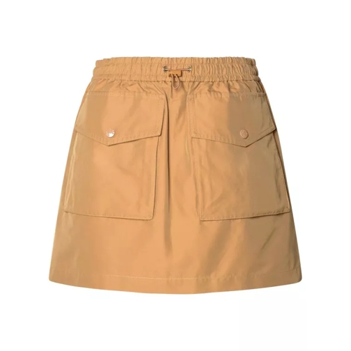 Moncler Cargo Miniskirt In Beige Cotton Blend Brown 
