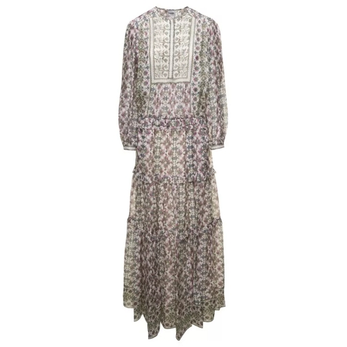 Isabel Marant Beige Bohemian Maxidress With All-Over Graphic Pri Grey 