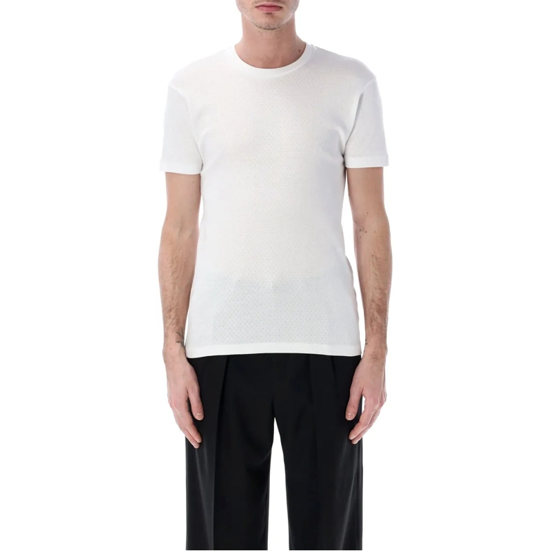 Tom Ford T-Shirt Short Sleeve Tee Perforated Optical White weiß