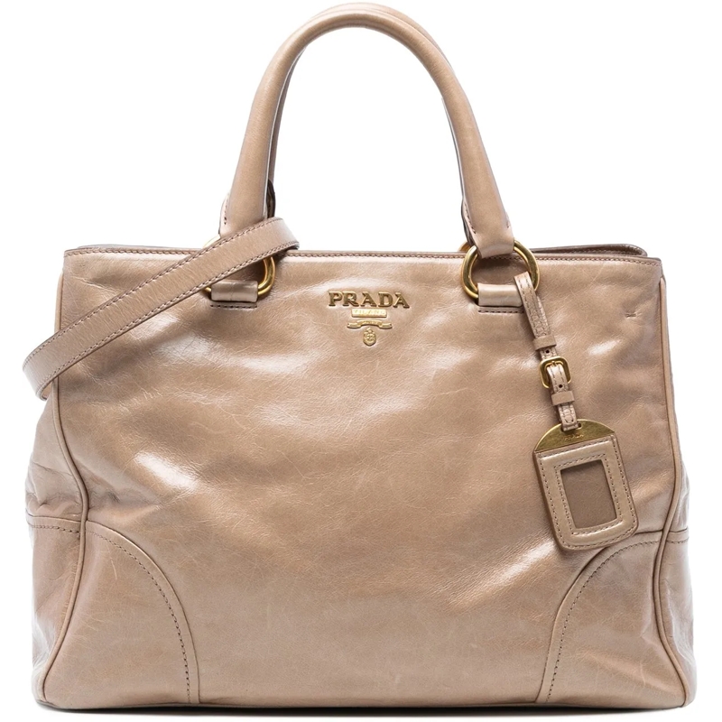 Prada Sac à bandoulière Vitello Shine Open Convertible Tote braun