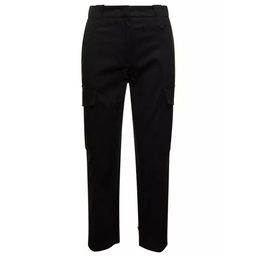 Pt Torino 'Zoe' Black Cargo Pants With Patch Pockets In Cott Black Cargo-byxor