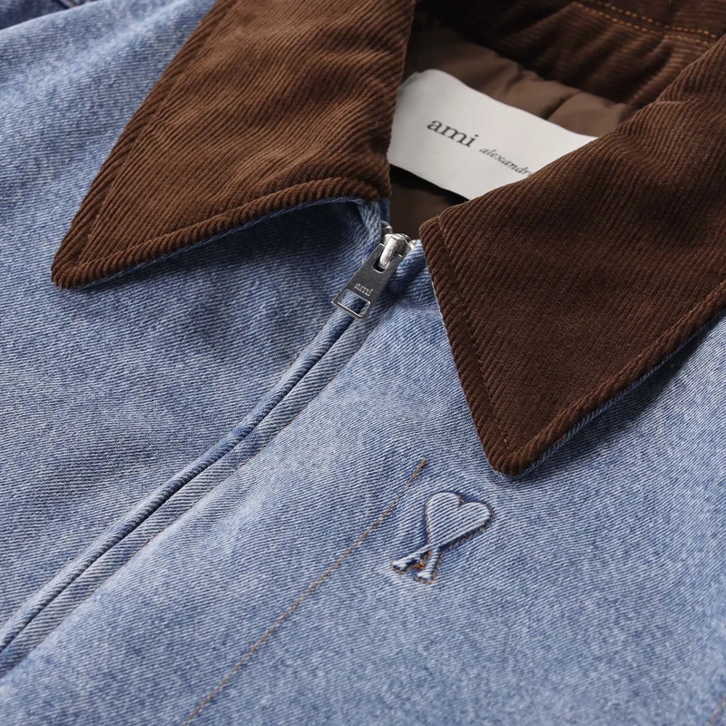 AMI Paris Jeansjacke Overshirt aus Baumwolle blau(Image 3)