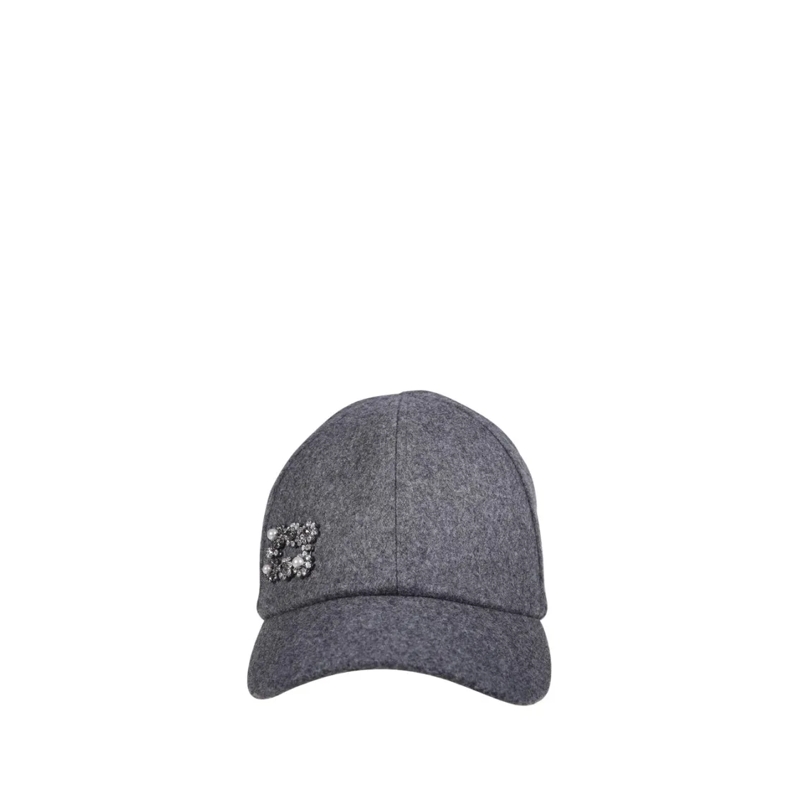 Roger Vivier Chapeau Rv Mini Flower Pearl Strass Cap Grey