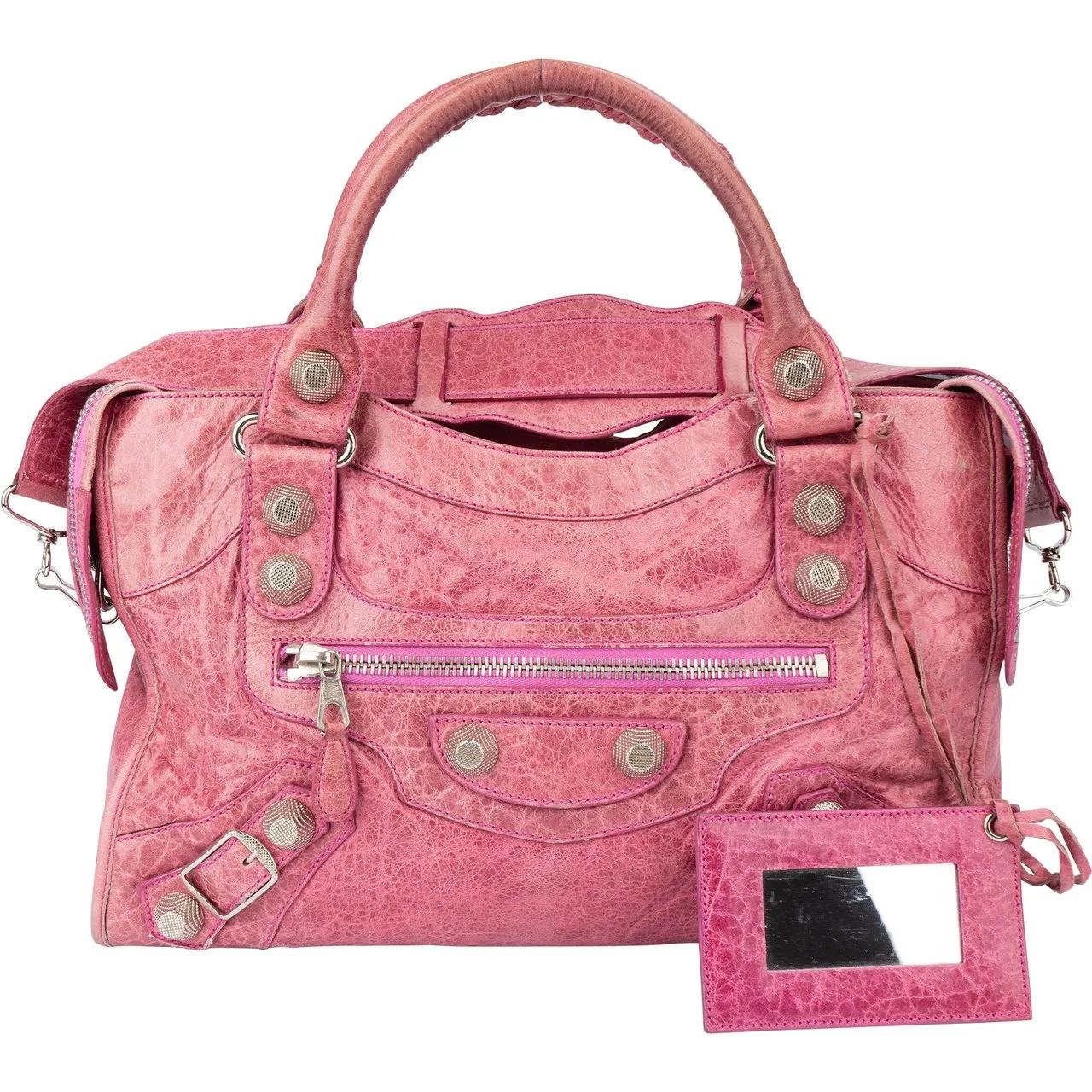 Balenciaga Crossbody Bags - Balenciaga Pink Leather City Handbag - Gr. unisize - in Gold - für Damen