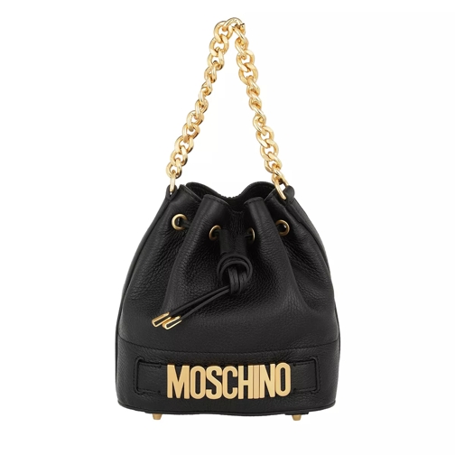 Moschino Bucket Bag Logo Metal Black Sac reporter