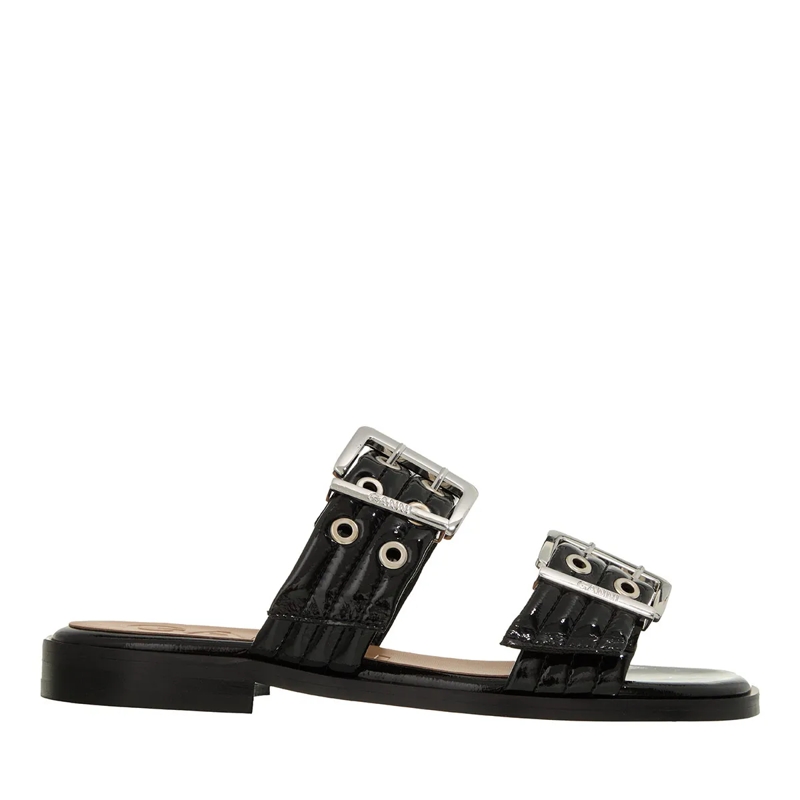 GANNI Sandalen Feminine Buckle Two Strap Sandal Naplack Black