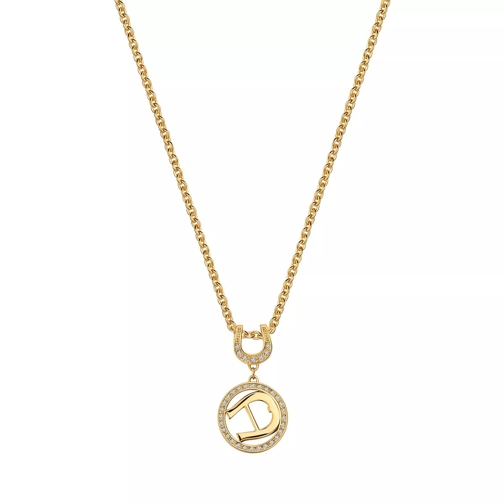 AIGNER Necklace Round Pndnt W/A Logo & Crystals gold Collana media