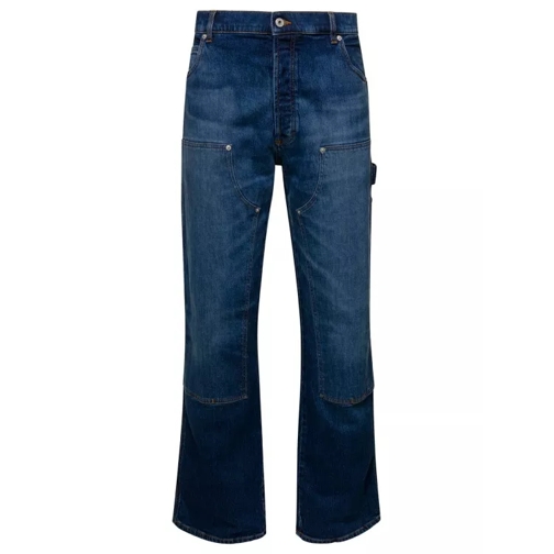 Heron Preston Blue Whiskering Effect Washed Denim Jeans In Cotto Blue Jeans