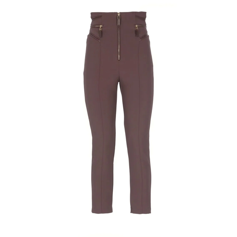 Elisabetta Franchi  Cropped High-Waisted Pants With Front Zip Grey