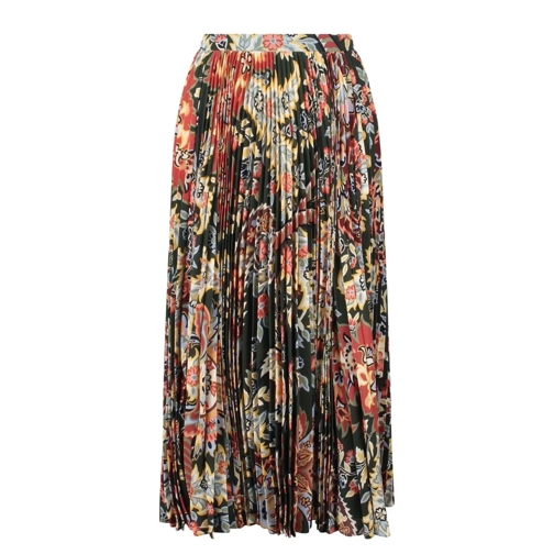 Etro Midi Rokken Paisley Print Plissé Skirt Multicolor