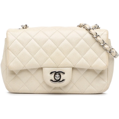 Chanel Sac à bandoulière 2014-2015 Mini Rectangular Classic Caviar Single F weiß
