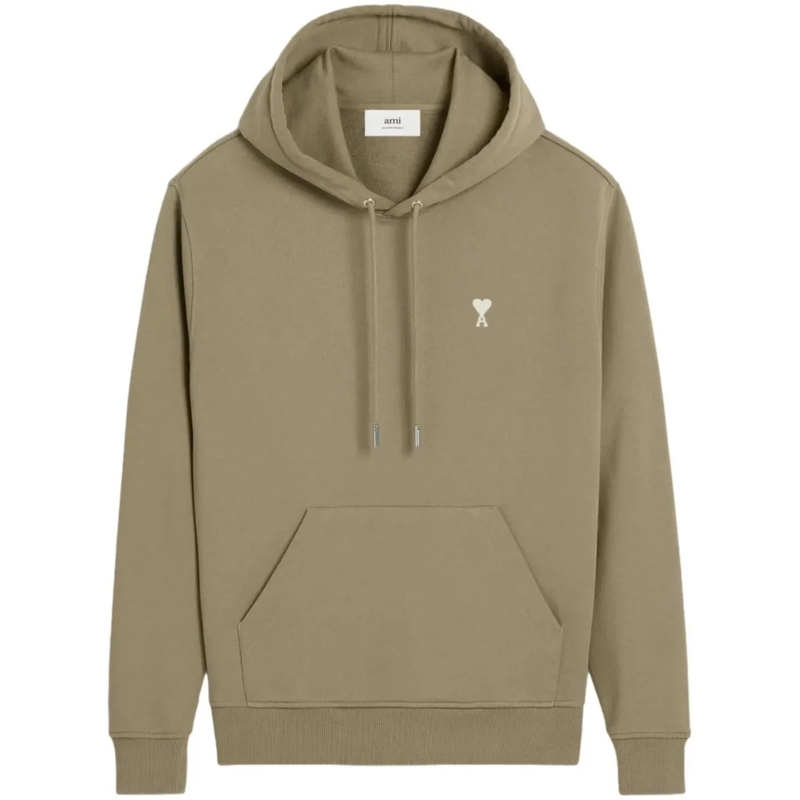 AMI Paris  Casual Green Hoodie With Drawstring Green