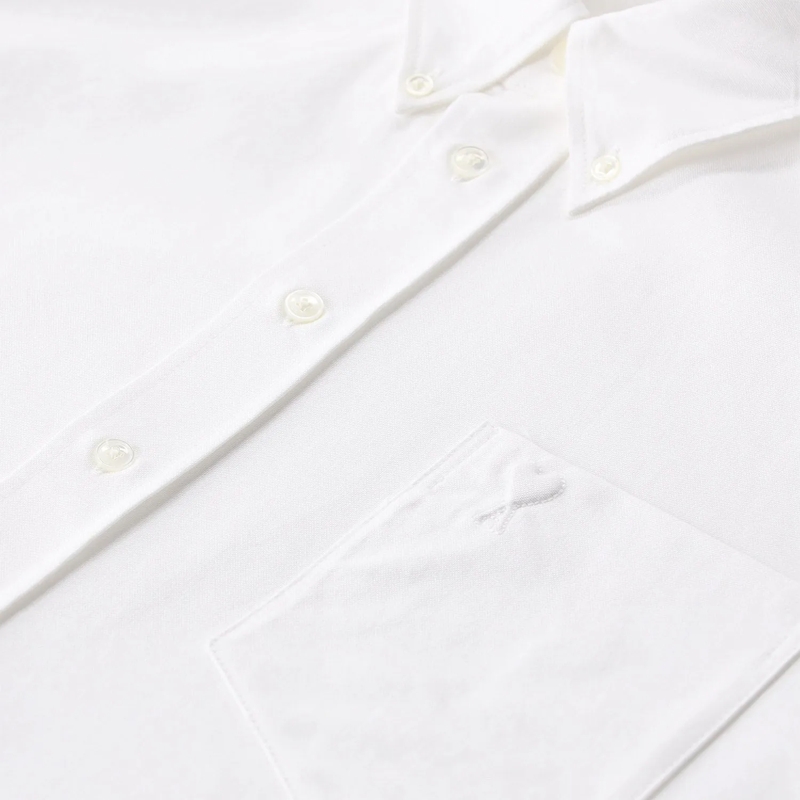 AMI Paris Bluse Cropped Shirt Oxford White(Image 7)