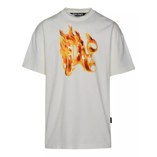 Palm Angels Burning Monogram White Cotton T-Shirt White 