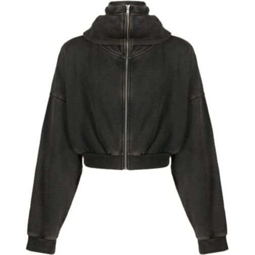 ENTIRE STUDIOS Sweatshirts Cropped Full Zip Washed Black schwarz