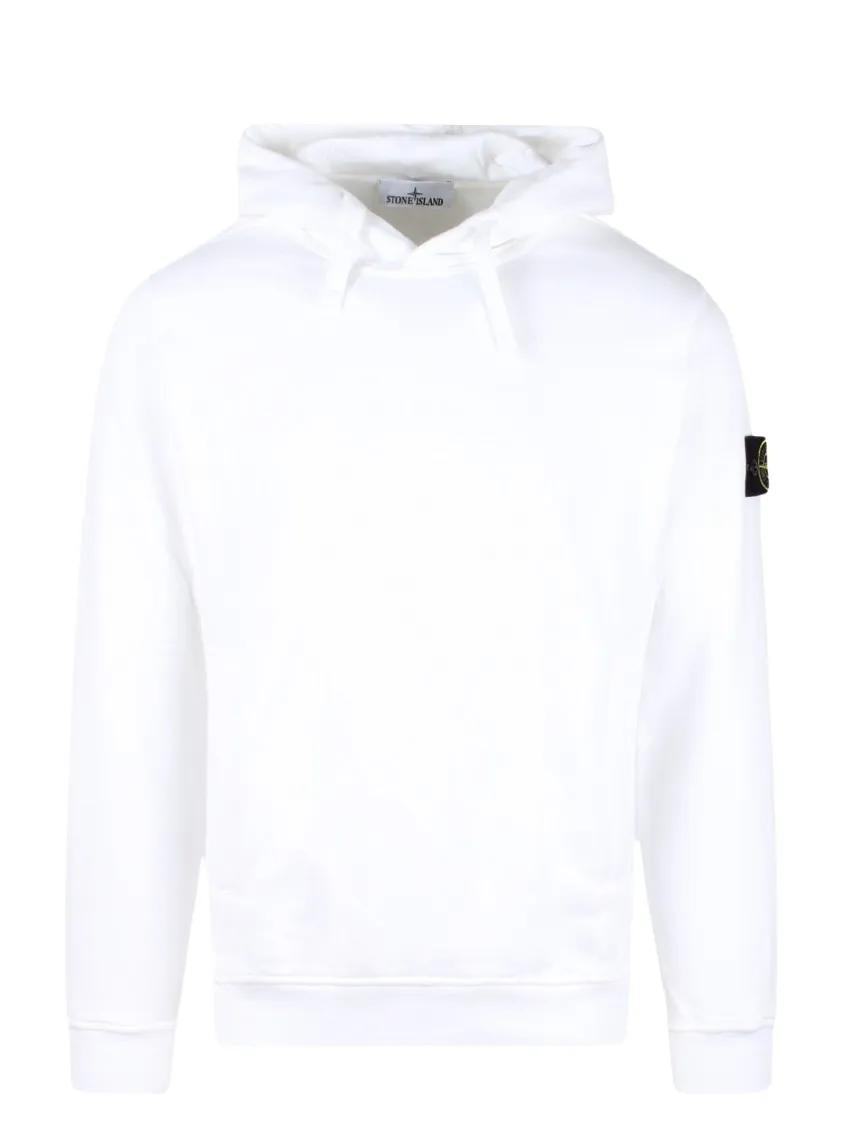 Stone Island - White Cotton Hoodie - Größe L - weiß