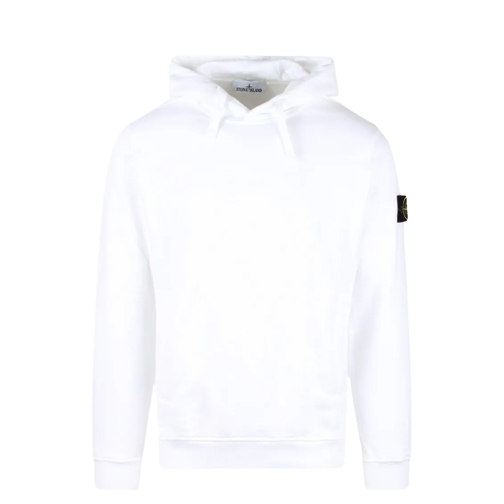 Stone Island White Cotton Hoodie White Huvtröja