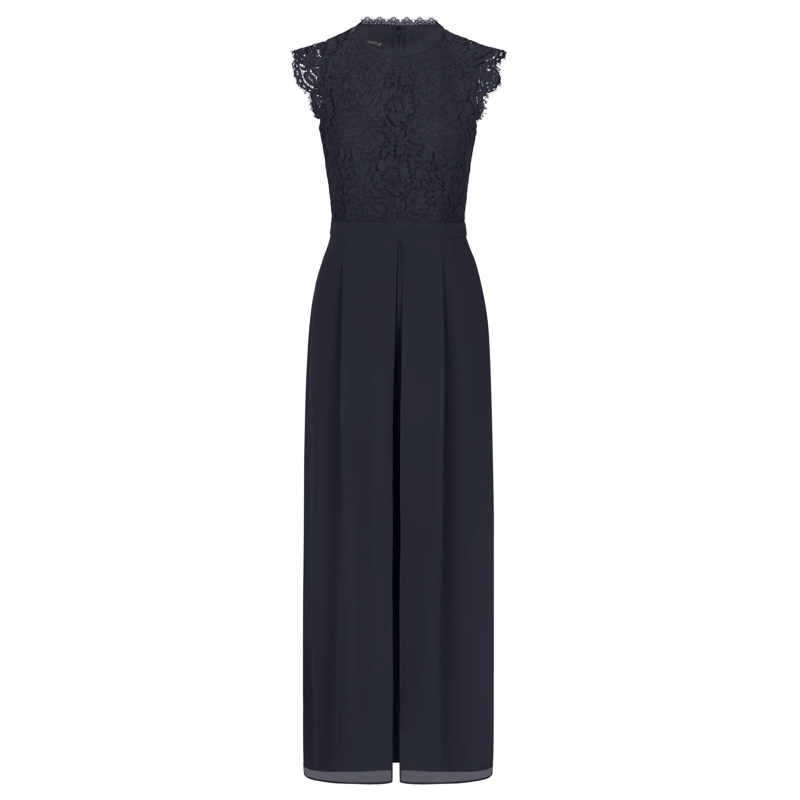 Apart Jumpsuit Overall mit Spitzenoberteil dunkel-blau