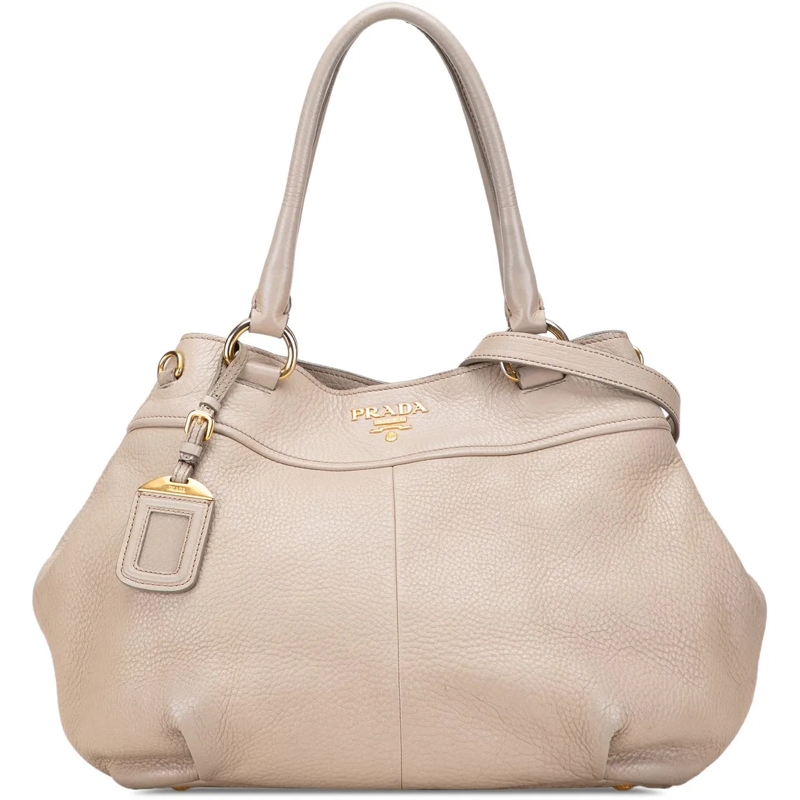 Prada Schultertasche Vitello Daino Open Convertible Tote braun