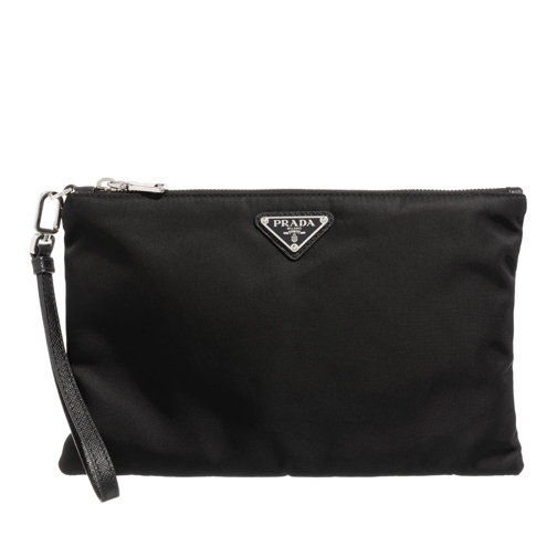 Prada Common Traingle Logo Clutch Black Pochette