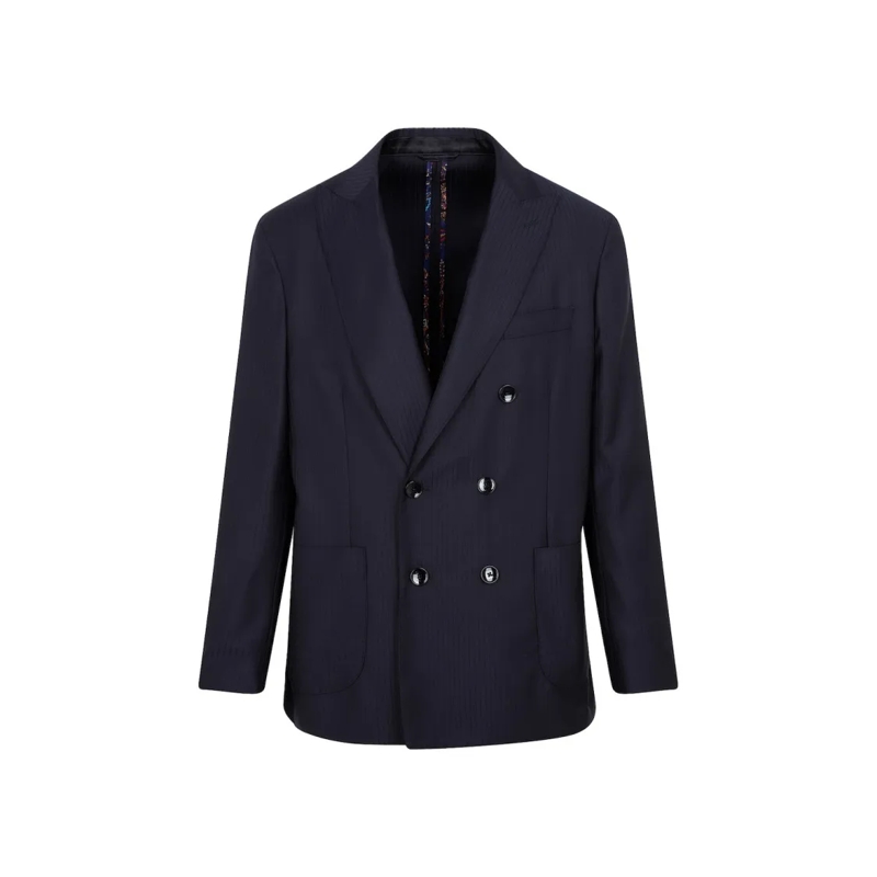 Etro Blazer Blue Virgin Wool Jacket Blue