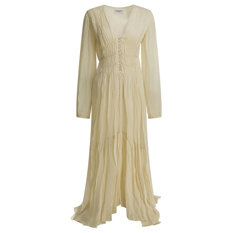 Etoile Isabel Marant Midi-jurk Flowing Midi Dress With Deep V-Neckline Neutrals