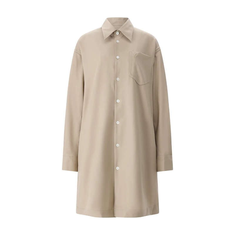 AMI Paris Minikleid Blusenkleid in Midilänge beige