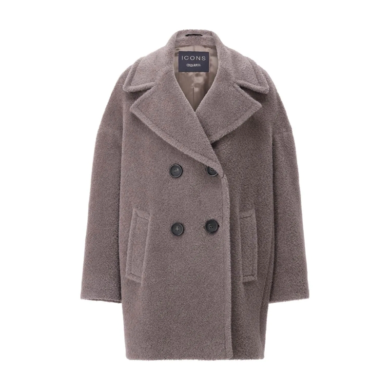 CINZIA ROCCA  Kurzmantel aus Schurwolle & Alpaka Grau