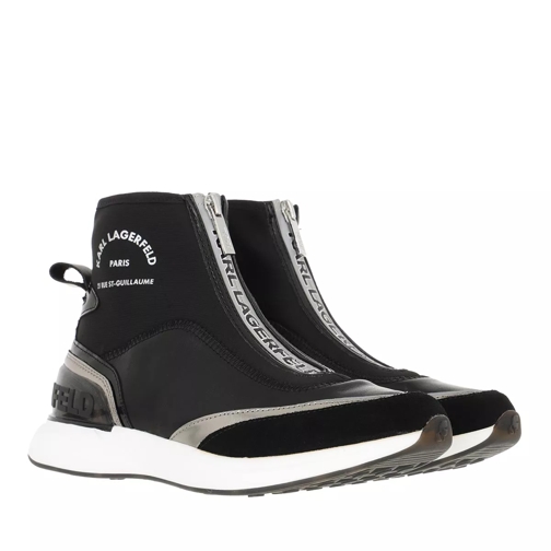 Karl Lagerfeld FINESSE Legere Zip Leather Black Leather & Text with Silver sneaker à enfiler
