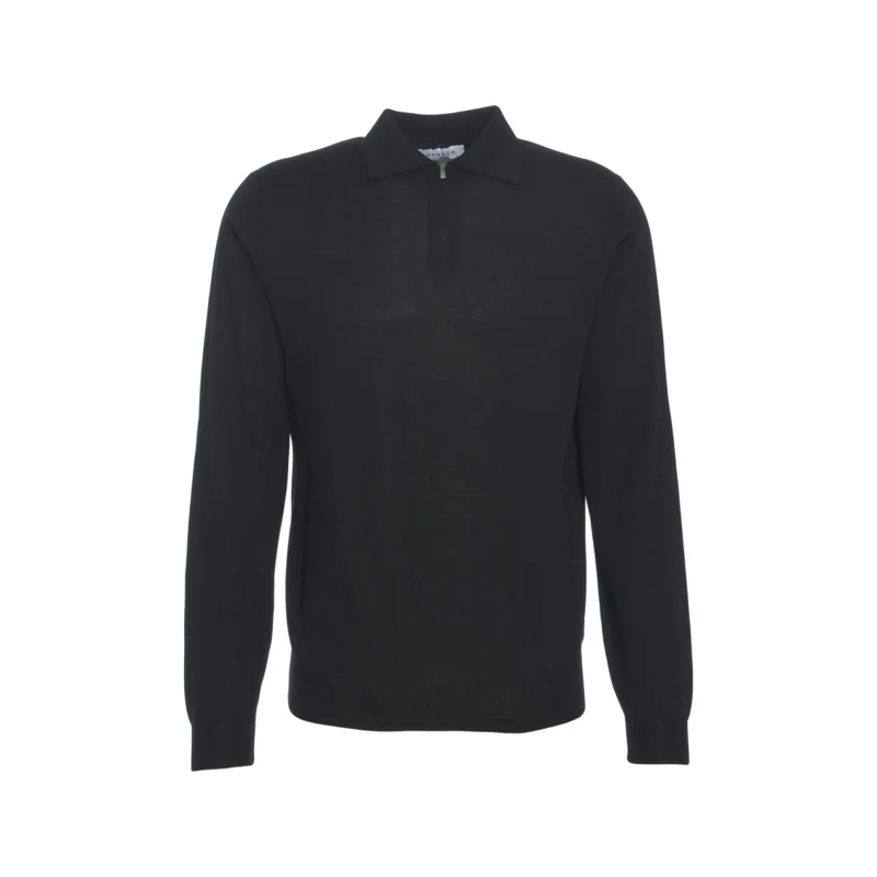 Gender Pullover Polo Collar Sweater Black