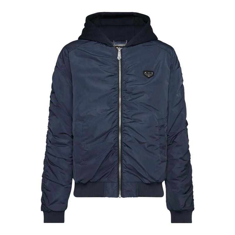 Philipp Plein Lederjacke Jacke dunkel-blau