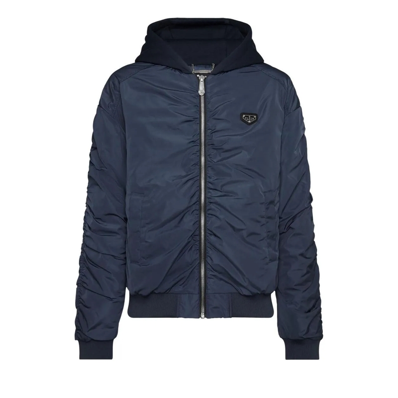 Philipp Plein Lederjacke Jacke dunkel-blau