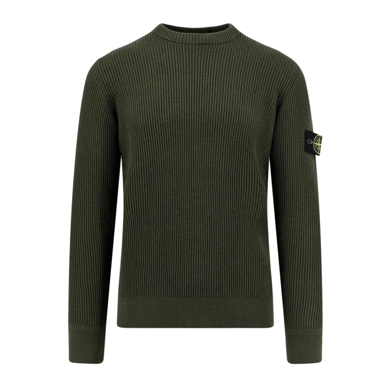 Stone Island Pull Ribbed Knit Sweater With Crew Neckline Black