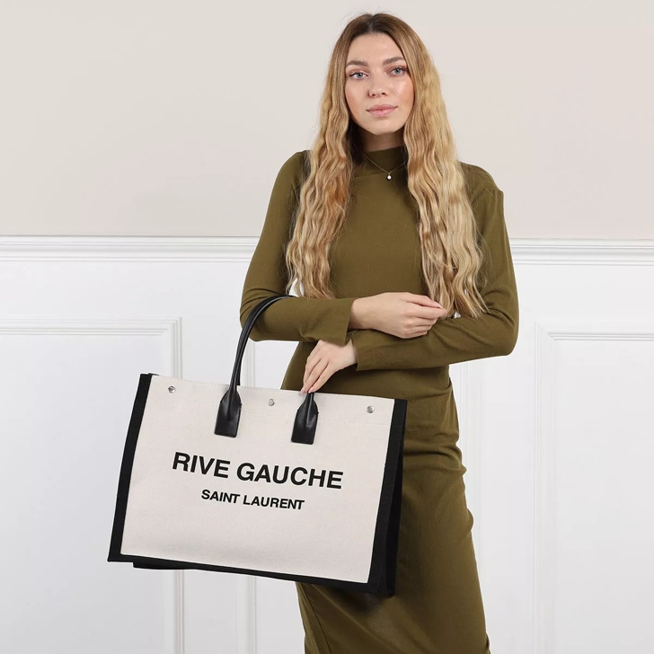 Black Rive Gauche small canvas tote bag, Saint Laurent