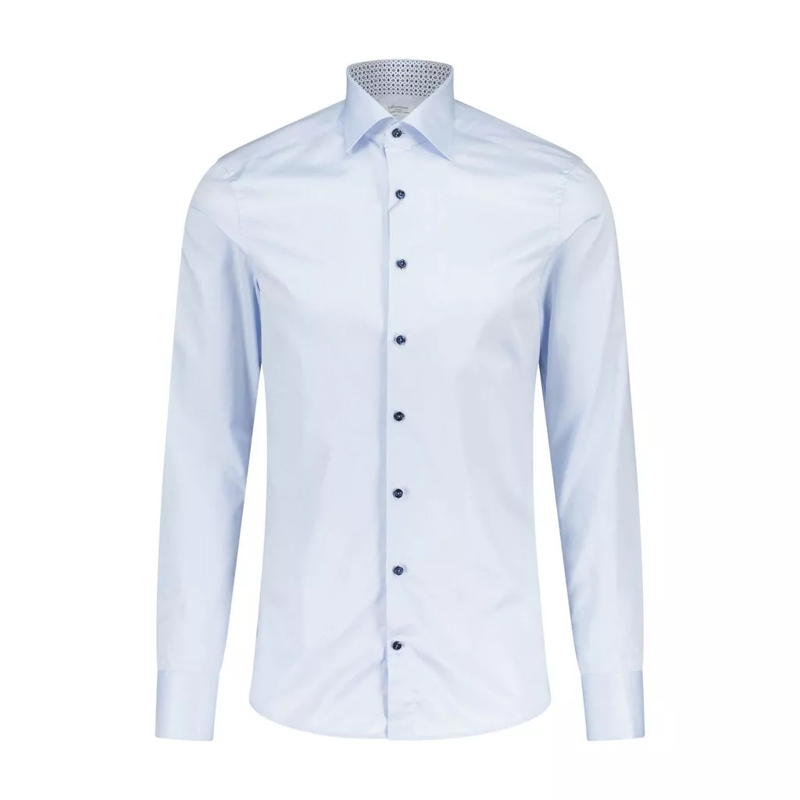 STENSTRÖMS Hemd Slim-Fit Hemd aus zweifacher Baumwolle Blau